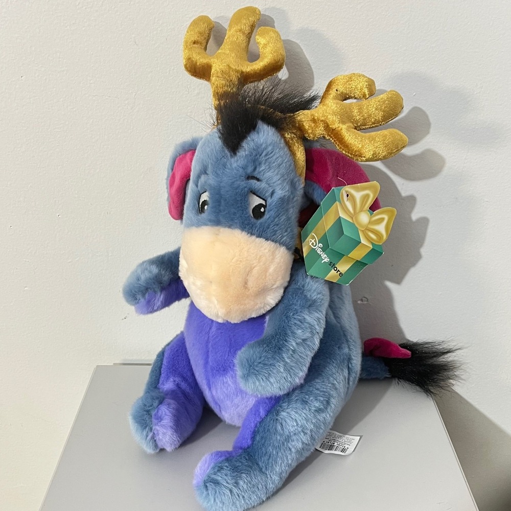 Disney Store Christmas Winnie the Pooh EEYORE‎ 15" Plush Stuffed Animal NWT